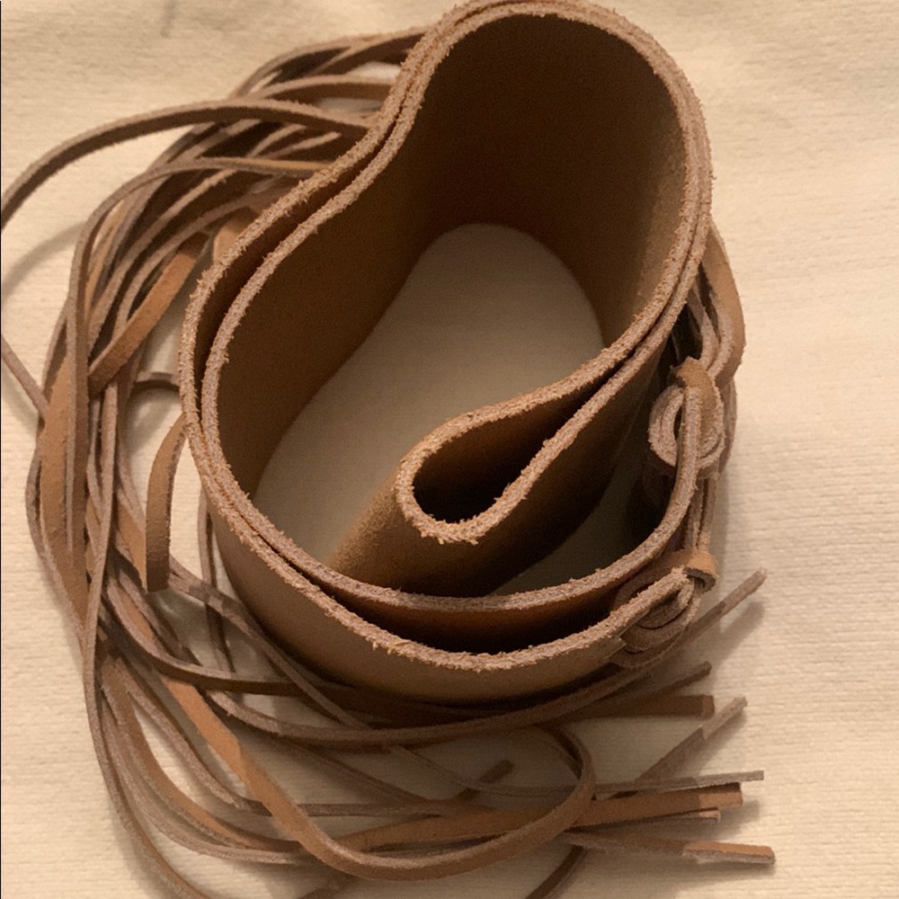 Tan Leather Fringe Belt
